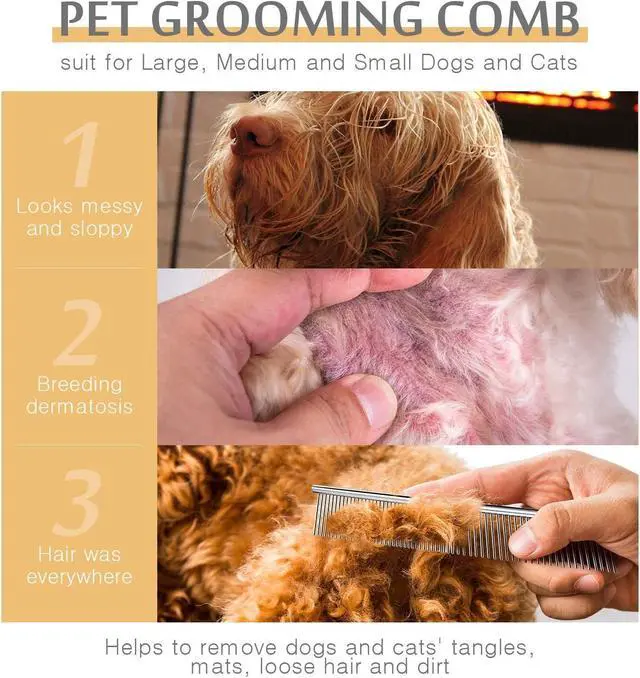 Alt view image 4 of 7 - Dog Combs for Grooming, Metal Cat Comb for Long Haired | Removing Tangles and Knots, Professional Grooming Tool for Long Haired Dog, Cat and other pets