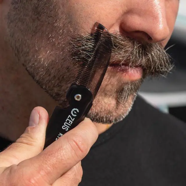 Alt view image 3 of 6 - ZEUS Folding Mustache Comb for Men, Handmade Pocket Comb (Traditional) | Crafted to Tame Stray Hairs, Improve Precision, Reduce Snags & Deliver Daily Grooming Control with PocketReady Design (K11)