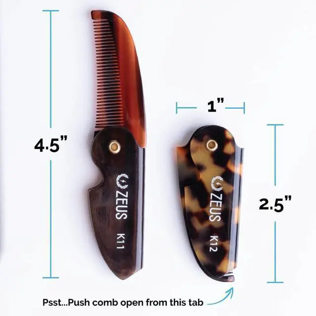 Alt view image 5 of 6 - ZEUS Folding Mustache Comb for Men, Handmade Pocket Comb (Traditional) | Crafted to Tame Stray Hairs, Improve Precision, Reduce Snags & Deliver Daily Grooming Control with PocketReady Design (K11)