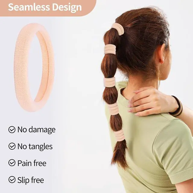 Alt view image 4 of 6 - 150 Pcs Seamless Elastic Hair Ties No Damage for Thick & Thin Hair, Ponytail Holders, Elastics, Soft Pony Tails Bands for Women, Blonde