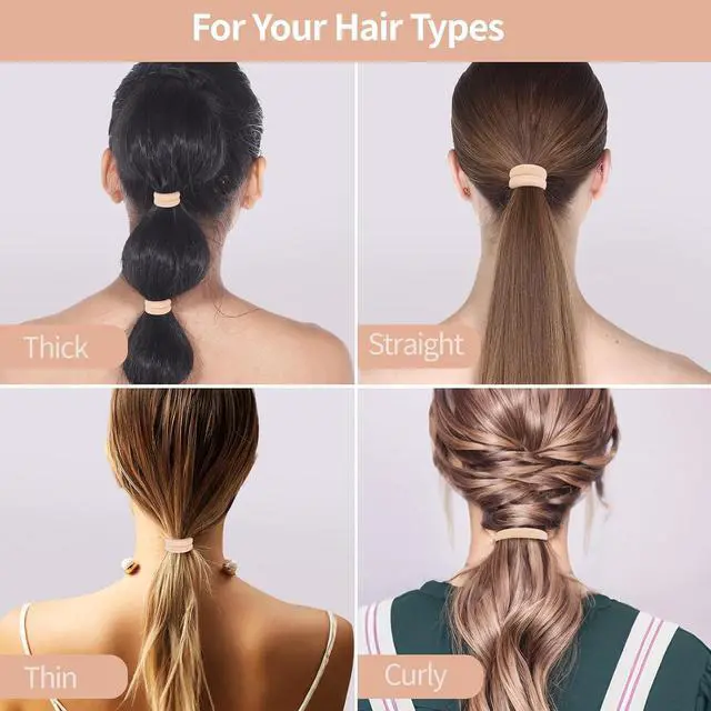 Alt view image 5 of 6 - 150 Pcs Seamless Elastic Hair Ties No Damage for Thick & Thin Hair, Ponytail Holders, Elastics, Soft Pony Tails Bands for Women, Blonde
