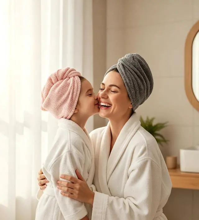 Alt view image 5 of 6 - Lumimi Microfiber Hair Towel Wrap 3 Pack for Women, 3 Colors A | Super Absorbent, Quick Dry Turban, Button Closure, Lightweight Hair Towel Cap