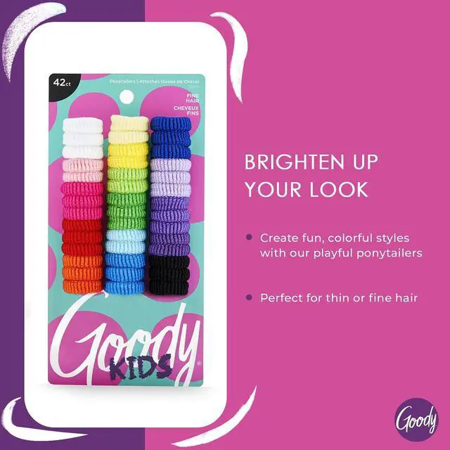 Alt view image 2 of 4 - Goody Kids Ouchless Tiny Terry Ponytailers , Assorted Colors - Pain-Free Hair Accessories for Women, Girls, Babies and Teens - Perfect for Long Lasting Braids, Ponytails and More, 42 Count (Pack of 1)