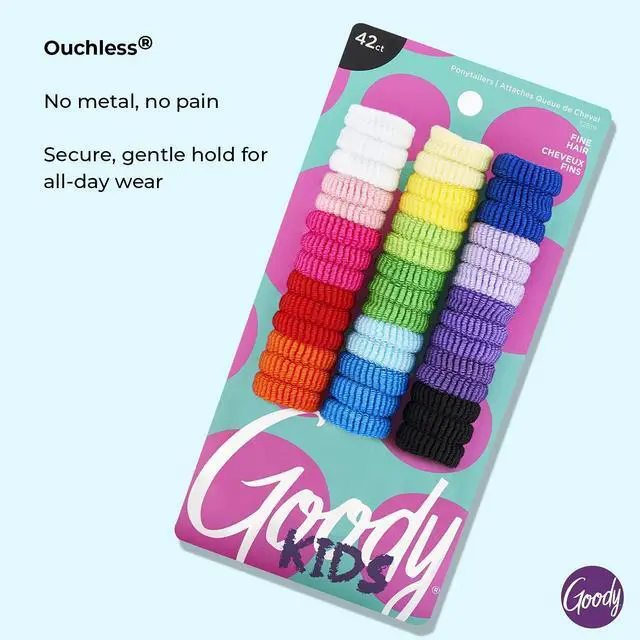 Alt view image 3 of 4 - Goody Kids Ouchless Tiny Terry Ponytailers , Assorted Colors - Pain-Free Hair Accessories for Women, Girls, Babies and Teens - Perfect for Long Lasting Braids, Ponytails and More, 42 Count (Pack of 1)