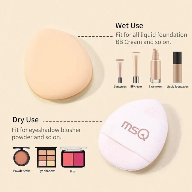Alt view image 4 of 7 - MSQ Mini Powder Puff 4PCS Finger Puff Drop-Shaped Mini Makeup Puff Mini Makeup Sponges for Foundation Concealer Reusable Loose Powder Puffs for Women&Girls