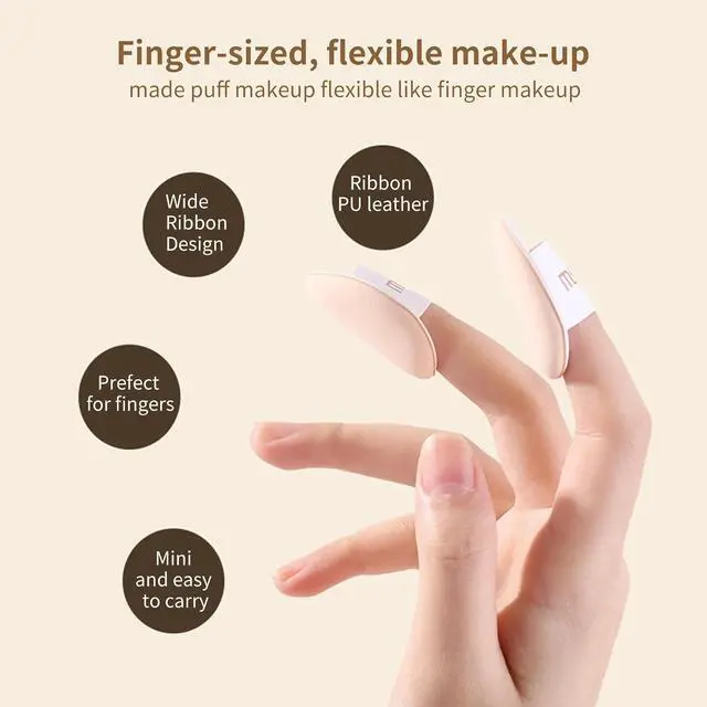 Alt view image 6 of 7 - MSQ Mini Powder Puff 4PCS Finger Puff Drop-Shaped Mini Makeup Puff Mini Makeup Sponges for Foundation Concealer Reusable Loose Powder Puffs for Women&Girls