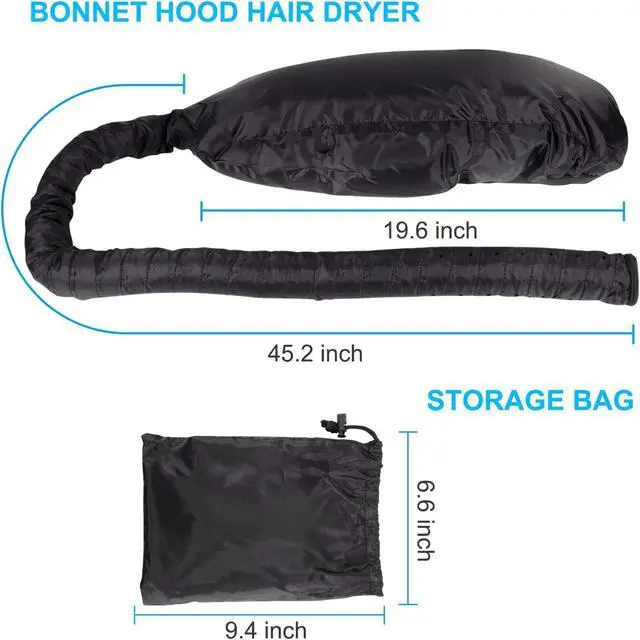 Alt view image 2 of 7 - Upgraded Large Hooded Hair Dryer Bonnet Cap with Long Tube for Fast Drying