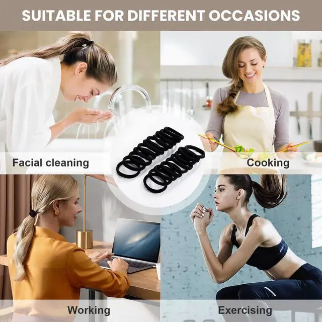 Alt view image 5 of 7 - 50Pack Black Hair Ties,Seamless Thick Hair Bands Ponytail Holder,Elastic Hair Tie No Damage Crease Hairties Soft Hair Ties for Women Girls Perfect for Long Lasting Braids Ponytails