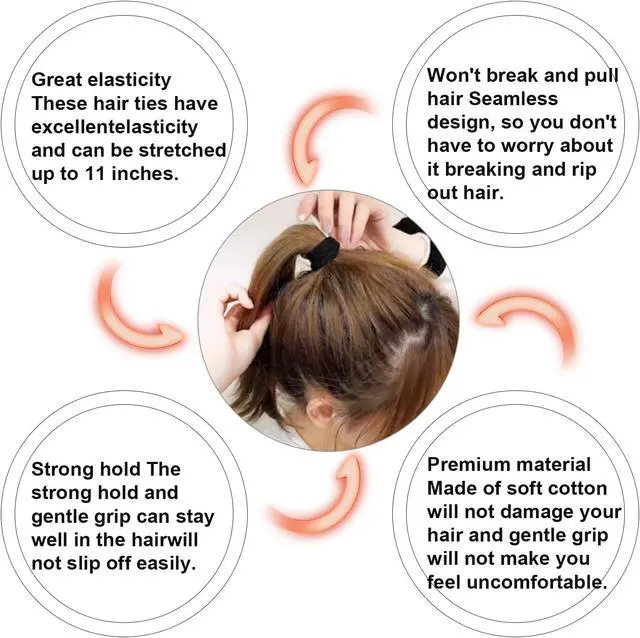 Alt view image 7 of 7 - 50Pack Black Hair Ties,Seamless Thick Hair Bands Ponytail Holder,Elastic Hair Tie No Damage Crease Hairties Soft Hair Ties for Women Girls Perfect for Long Lasting Braids Ponytails