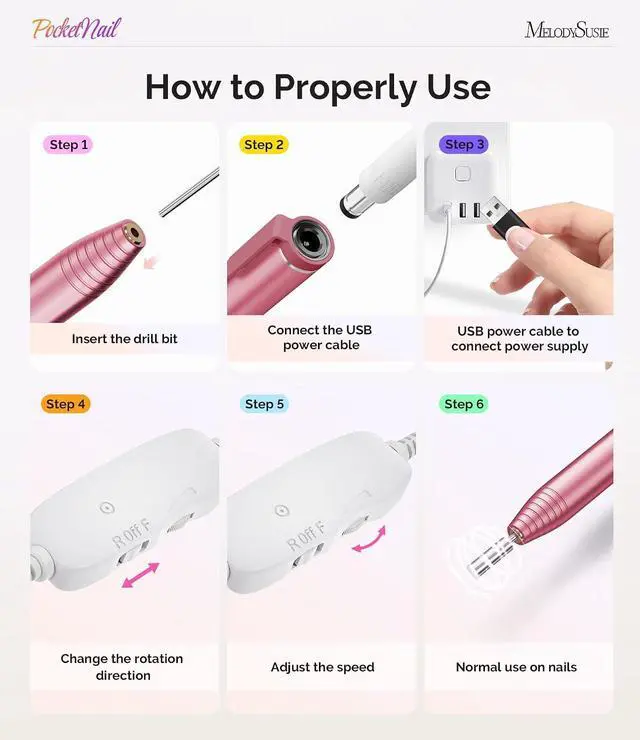 Alt view image 4 of 6 - MelodySusie Pen-Shaped Nail Drill PocketNail PC100G for Nail Beginners | 20,000 RPM, Ultra Slim, Gel Removal & Nail Care, for Home & Travel Use