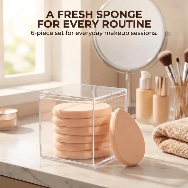 Alt view image 5 of 7 - 5 Pcs Beige Smooth Makeup Sponge Blender Flawless Foundation Powder Puff Beauty, Makeup Brushes and Tools, Makeup Blenders and Sponges