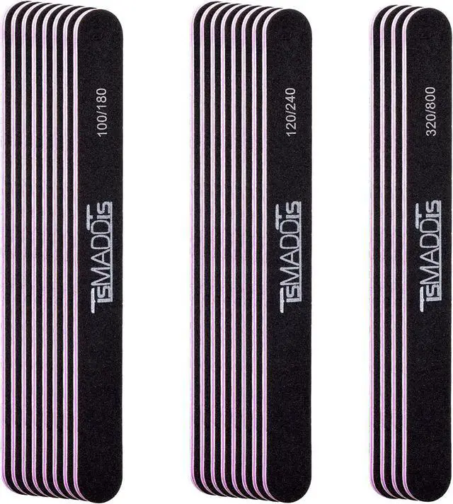 Main image of TsMADDTs Nail Files 20 pcs Double Sided Emery Board for Natural Acrylic Nails 100 120 180 240 320 800 Grits, Professional Manicure Pedicure Tools