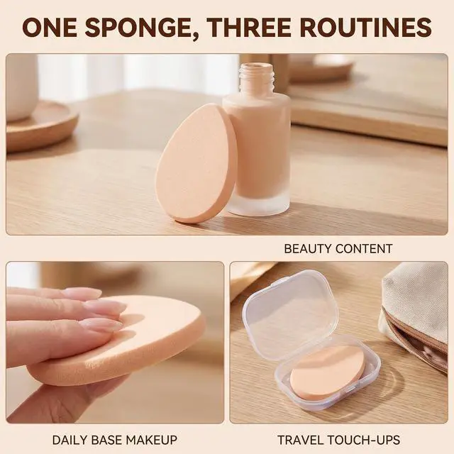 Alt view image 6 of 7 - 5 Pcs Beige Smooth Makeup Sponge Blender Flawless Foundation Powder Puff Beauty, Makeup Brushes and Tools, Makeup Blenders and Sponges