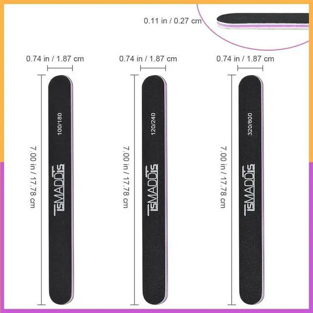 Alt view image 2 of 7 - TsMADDTs Nail Files 20 pcs Double Sided Emery Board for Natural Acrylic Nails 100 120 180 240 320 800 Grits, Professional Manicure Pedicure Tools