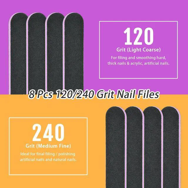 Alt view image 4 of 7 - TsMADDTs Nail Files 20 pcs Double Sided Emery Board for Natural Acrylic Nails 100 120 180 240 320 800 Grits, Professional Manicure Pedicure Tools