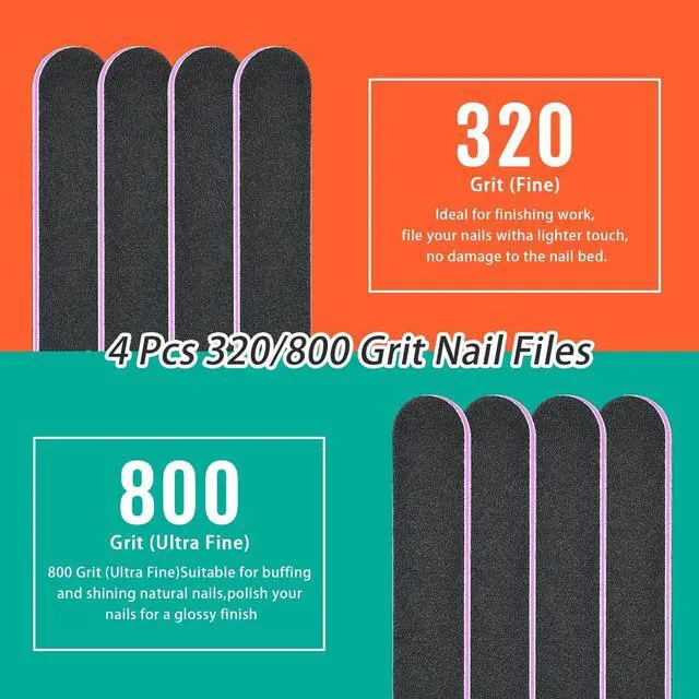 Alt view image 5 of 7 - TsMADDTs Nail Files 20 pcs Double Sided Emery Board for Natural Acrylic Nails 100 120 180 240 320 800 Grits, Professional Manicure Pedicure Tools