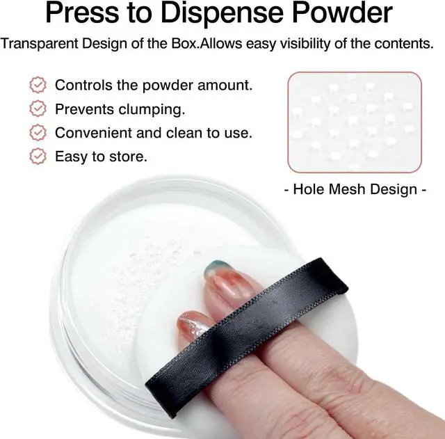 Alt view image 2 of 7 - 10g Refillable Loose Powder Container with Sifter & Puff Travel Cosmetic Jar Compact with Lid, Empty Makeup Box for Face Powder
