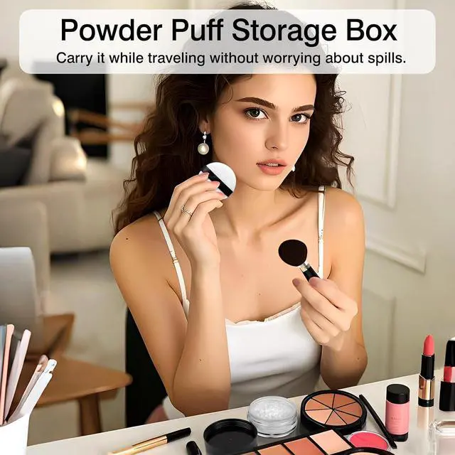Alt view image 6 of 7 - 10g Refillable Loose Powder Container with Sifter & Puff Travel Cosmetic Jar Compact with Lid, Empty Makeup Box for Face Powder