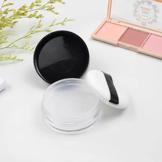 Alt view image 7 of 7 - 10g Refillable Loose Powder Container with Sifter & Puff Travel Cosmetic Jar Compact with Lid, Empty Makeup Box for Face Powder