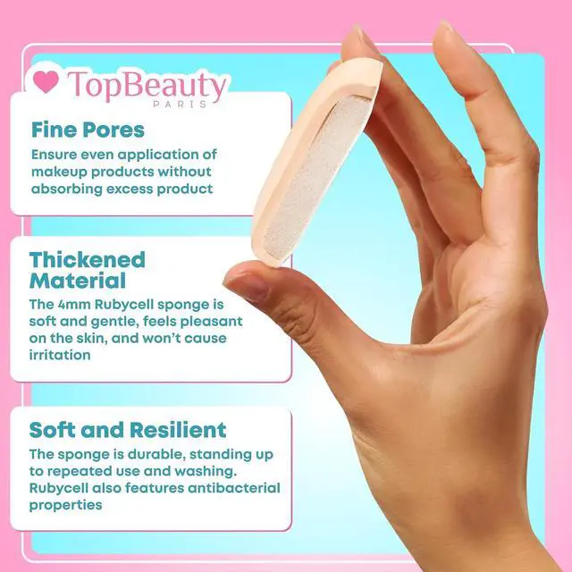 Alt view image 3 of 7 - Topbeauty Paris Large Makeup Puff - Soft Powder Sponge for Loose and Cosmetic Foundation - 1 Count - Reusable Pink Pad - Face Cleaning - Body Undereye Beauty Stylish Makeup Tools