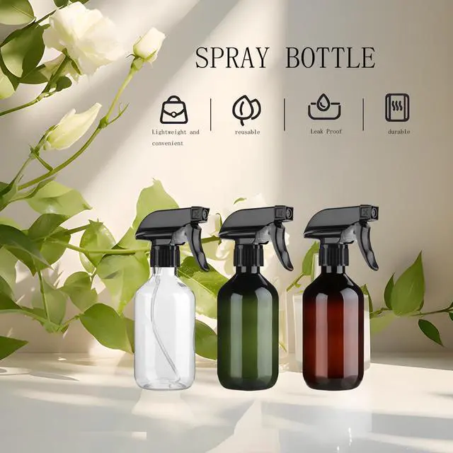 Alt view image 2 of 6 - 2 Pack Leakproof Spray Bottles 300ml - Adjustable Nozzle (Mist/Jet), Refillable PET Plastic for Hair, Cleaning, Plants, Travel | BPA-Free, No-Spill Design, Salon & Home Essentials (Clear)