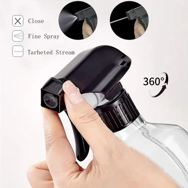 Alt view image 3 of 6 - 2 Pack Leakproof Spray Bottles 300ml - Adjustable Nozzle (Mist/Jet), Refillable PET Plastic for Hair, Cleaning, Plants, Travel | BPA-Free, No-Spill Design, Salon & Home Essentials (Clear)