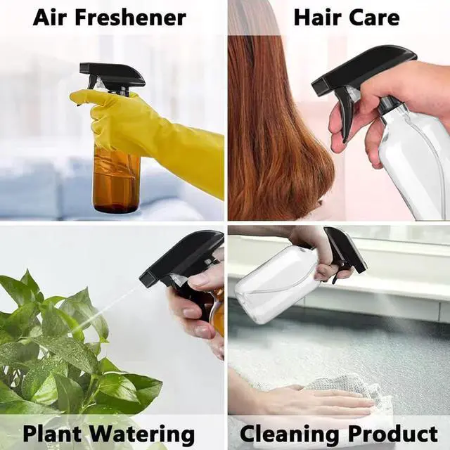 Alt view image 6 of 6 - 2 Pack Leakproof Spray Bottles 300ml - Adjustable Nozzle (Mist/Jet), Refillable PET Plastic for Hair, Cleaning, Plants, Travel | BPA-Free, No-Spill Design, Salon & Home Essentials (Clear)