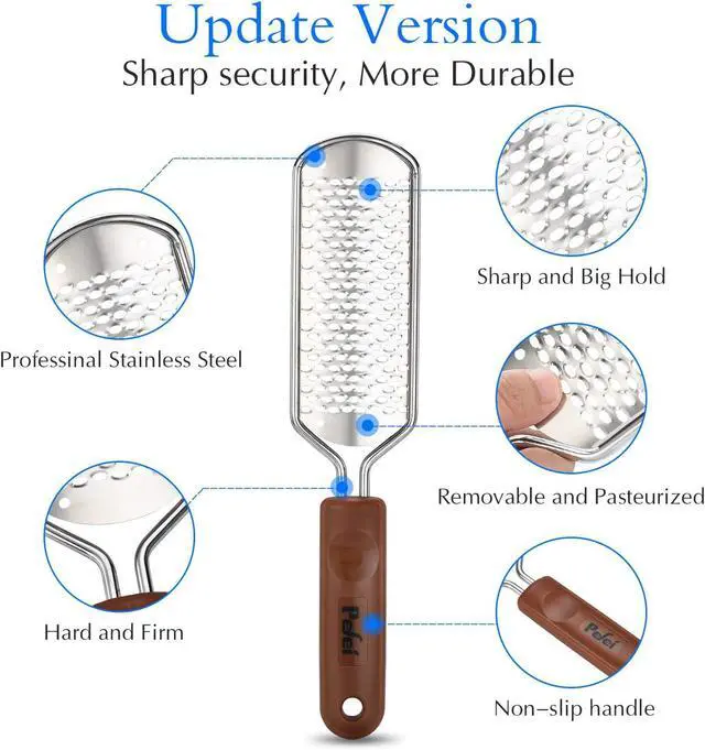 Alt view image 2 of 7 - Professional Pedicure Foot File, Colossal Stainless Steel Detachable Foot Scrubber, Hard Skin Removers Pedicure Rasp for Wet and Dry Feet
