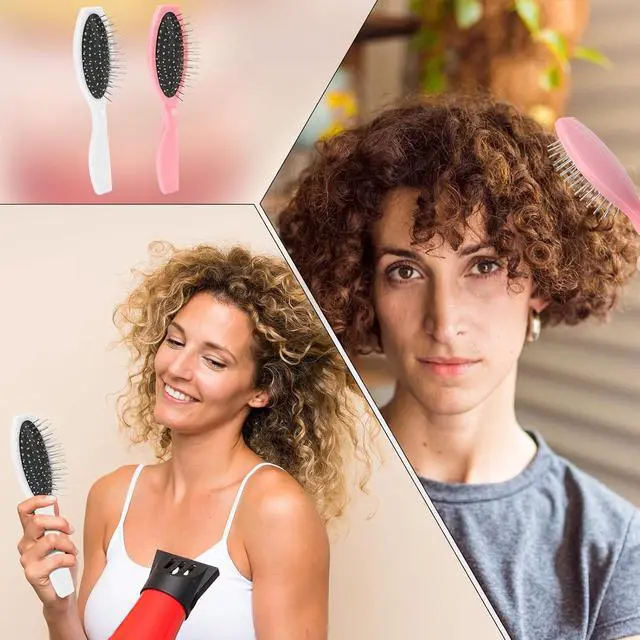 Alt view image 5 of 7 - Wig Brush 2 Pcs Wig Brushes for Synthetic Hair Wigs and Human Hair Stainless Steel Wig Wire Detangling Brushes Portable Comb Professional Synthetic Hair Brush Extension Brushes for Women