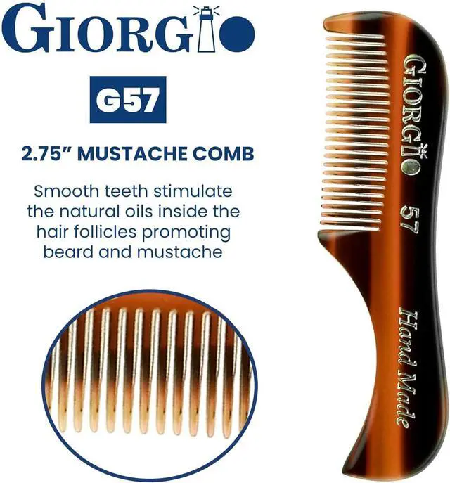 Alt view image 3 of 7 - Giorgio G57 Extra Small Men's Fine Tooth Beard and Mustache Comb for Facial Hair Grooming and Styling. Wallet Pocket Comb Beard Comb for Men, Handmade, Saw-Cut and Hand Polished