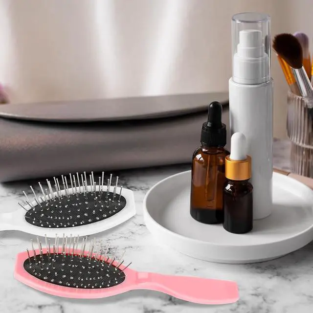 Alt view image 4 of 7 - Wig Brush 2 Pcs Wig Brushes for Synthetic Hair Wigs and Human Hair Stainless Steel Wig Wire Detangling Brushes Portable Comb Professional Synthetic Hair Brush Extension Brushes for Women