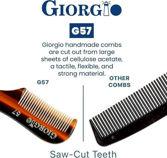 Alt view image 5 of 7 - Giorgio G57 Extra Small Men's Fine Tooth Beard and Mustache Comb for Facial Hair Grooming and Styling. Wallet Pocket Comb Beard Comb for Men, Handmade, Saw-Cut and Hand Polished