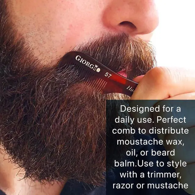 Alt view image 6 of 7 - Giorgio G57 Extra Small Men's Fine Tooth Beard and Mustache Comb for Facial Hair Grooming and Styling. Wallet Pocket Comb Beard Comb for Men, Handmade, Saw-Cut and Hand Polished