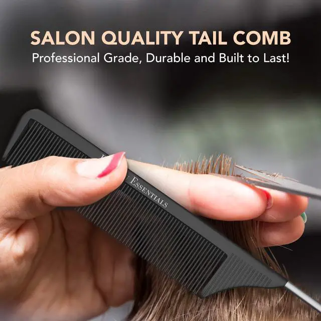 Alt view image 2 of 7 - Professional 8.8 Inch Tail Comb (2 Pack) - Black Carbon Fiber And Stainless Steel Tail Comb - Anti Static And Heat Resistant - Lightweight For All Hair Types By Bardeau Essentials