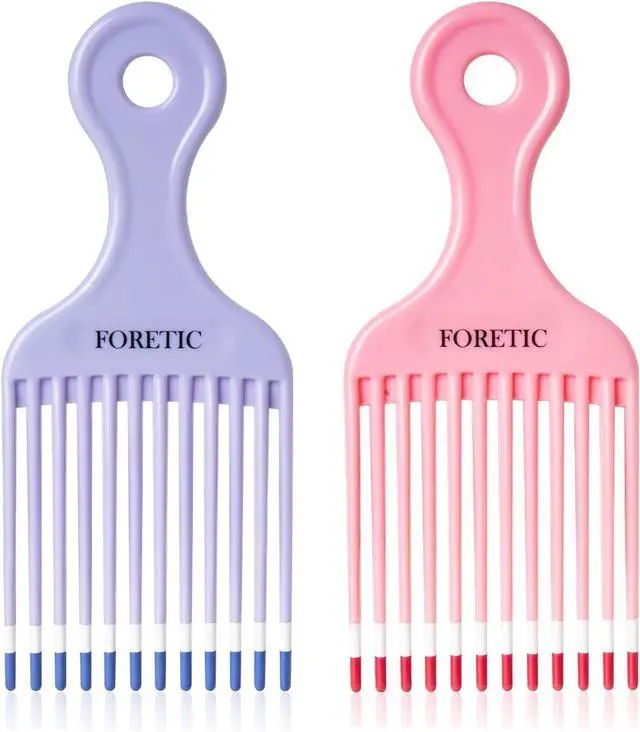 Main image of Smooth Hair Pick Comb for Curly, Thick, Medium to Long Hair, Facial HairPink, Purple