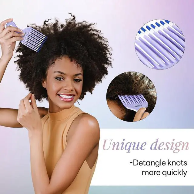 Alt view image 2 of 7 - Smooth Hair Pick Comb for Curly, Thick, Medium to Long Hair, Facial HairPink, Purple