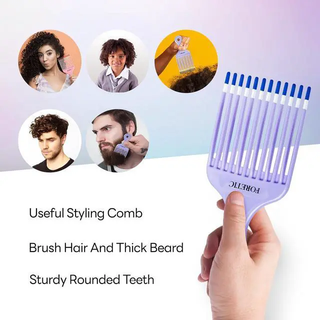 Alt view image 6 of 7 - Smooth Hair Pick Comb for Curly, Thick, Medium to Long Hair, Facial HairPink, Purple