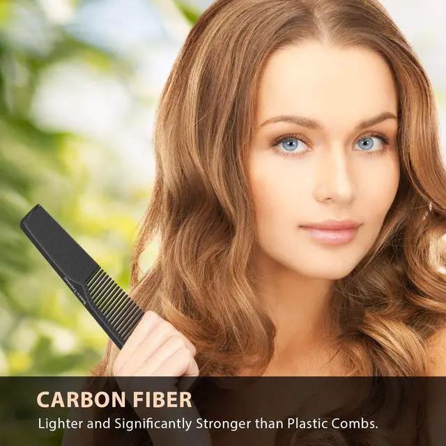 Alt view image 4 of 7 - Professional 7 Inch Black Carbon Fiber Anti Static Chemical And Heat Resistant Comb For All Hair Types | Fine and Wide Tooth Comb For Men and Women