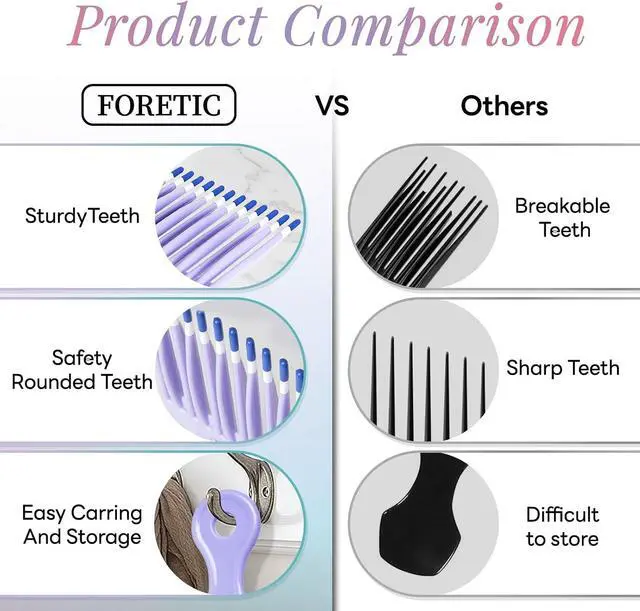 Alt view image 4 of 7 - Smooth Hair Pick Comb for Curly, Thick, Medium to Long Hair, Facial HairPink, Purple