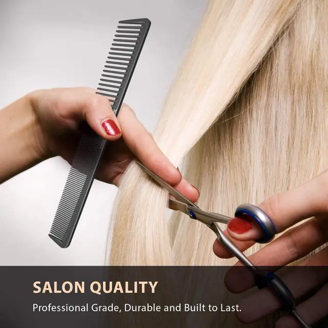 Alt view image 5 of 7 - Professional 7 Inch Black Carbon Fiber Anti Static Chemical And Heat Resistant Comb For All Hair Types | Fine and Wide Tooth Comb For Men and Women