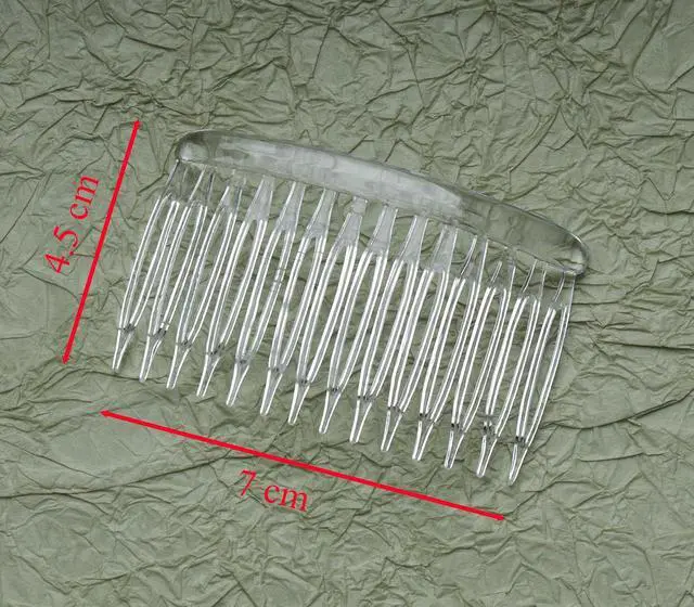 Alt view image 2 of 4 - 6 Pcs 14 Teeth Hair Side Comb Twist French Vintage 7x5 cm (Clear) | Style Hair Clips Pins Accessories Supplies for Women Bridal Wedding Halloween Veil Fine Long Curly Hair Decoration