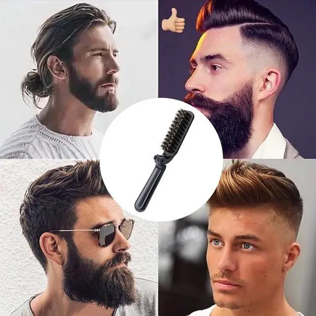 Alt view image 6 of 7 - Mozeat Lens Folding Boar Bristles Brush, Collapsable Pocket Hair Brush with Natural Bristles, Anti-Static Range Hair Brush, Mini Beard Brush, Portable Hair Styling Tool for Women and Men