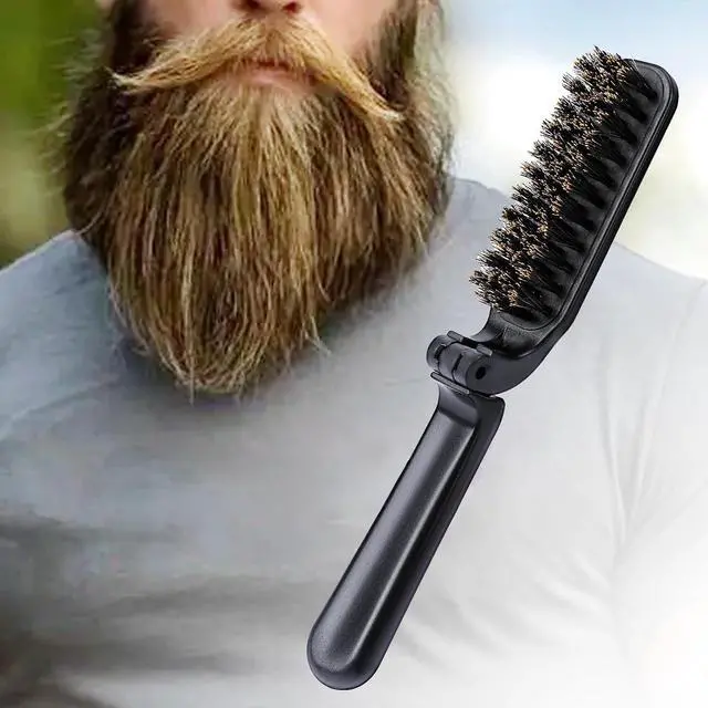 Alt view image 7 of 7 - Mozeat Lens Folding Boar Bristles Brush, Collapsable Pocket Hair Brush with Natural Bristles, Anti-Static Range Hair Brush, Mini Beard Brush, Portable Hair Styling Tool for Women and Men