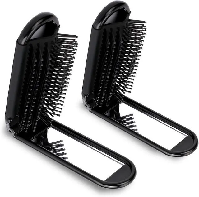 Main image of Travel Hair Brush with Mirror and Massage Comb - 2 Pack Foldable Compact Hair Styling Tools for Women and Men