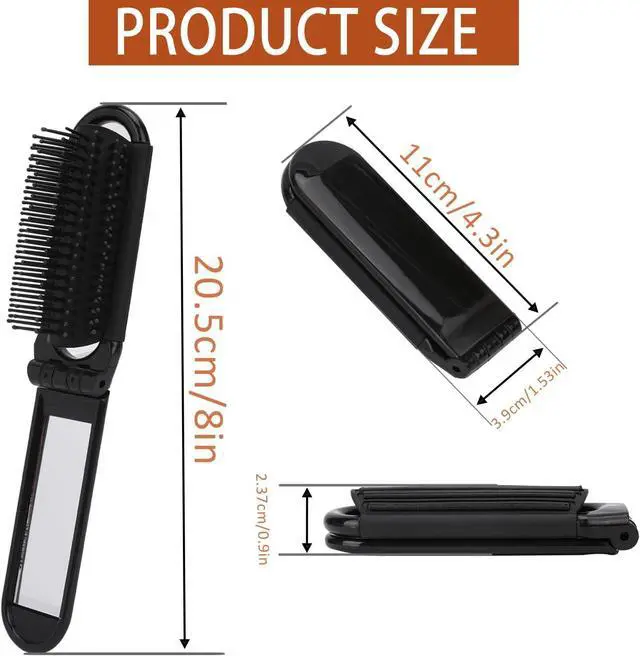 Alt view image 3 of 7 - Travel Hair Brush with Mirror and Massage Comb - 2 Pack Foldable Compact Hair Styling Tools for Women and Men