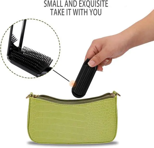 Alt view image 4 of 7 - Travel Hair Brush with Mirror and Massage Comb - 2 Pack Foldable Compact Hair Styling Tools for Women and Men
