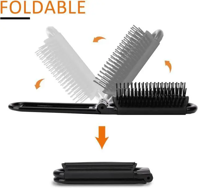 Alt view image 6 of 7 - Travel Hair Brush with Mirror and Massage Comb - 2 Pack Foldable Compact Hair Styling Tools for Women and Men