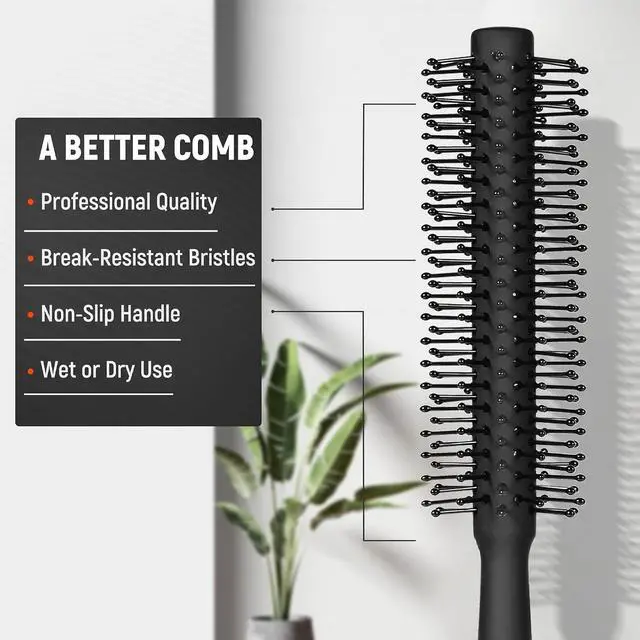 Alt view image 3 of 7 - 3PCS Comb Set Hair Combs for Men, Fine and Wide Tooth Comb, Roller Brush for Adding Volume, Hair Styling Mens Comb for Styling and Grooming, Frosted Texture