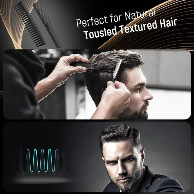 Alt view image 7 of 7 - 3PCS Comb Set Hair Combs for Men, Fine and Wide Tooth Comb, Roller Brush for Adding Volume, Hair Styling Mens Comb for Styling and Grooming, Frosted Texture