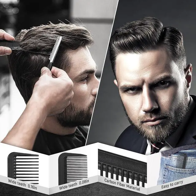 Alt view image 5 of 7 - 3PCS Comb Set Hair Combs for Men, Fine and Wide Tooth Comb, Roller Brush for Adding Volume, Hair Styling Mens Comb for Styling and Grooming, Frosted Texture